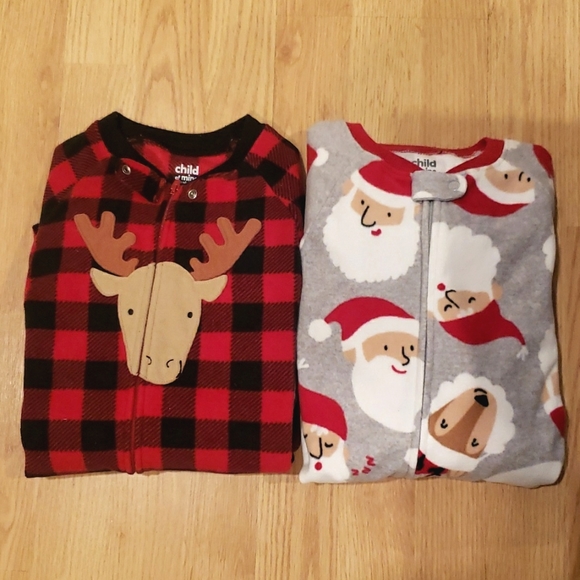 Carter's Child of Mine Toddler Boys Santa Fleece 1-pice Sleeper Set of 2 Size 5 - Picture 2 of 8